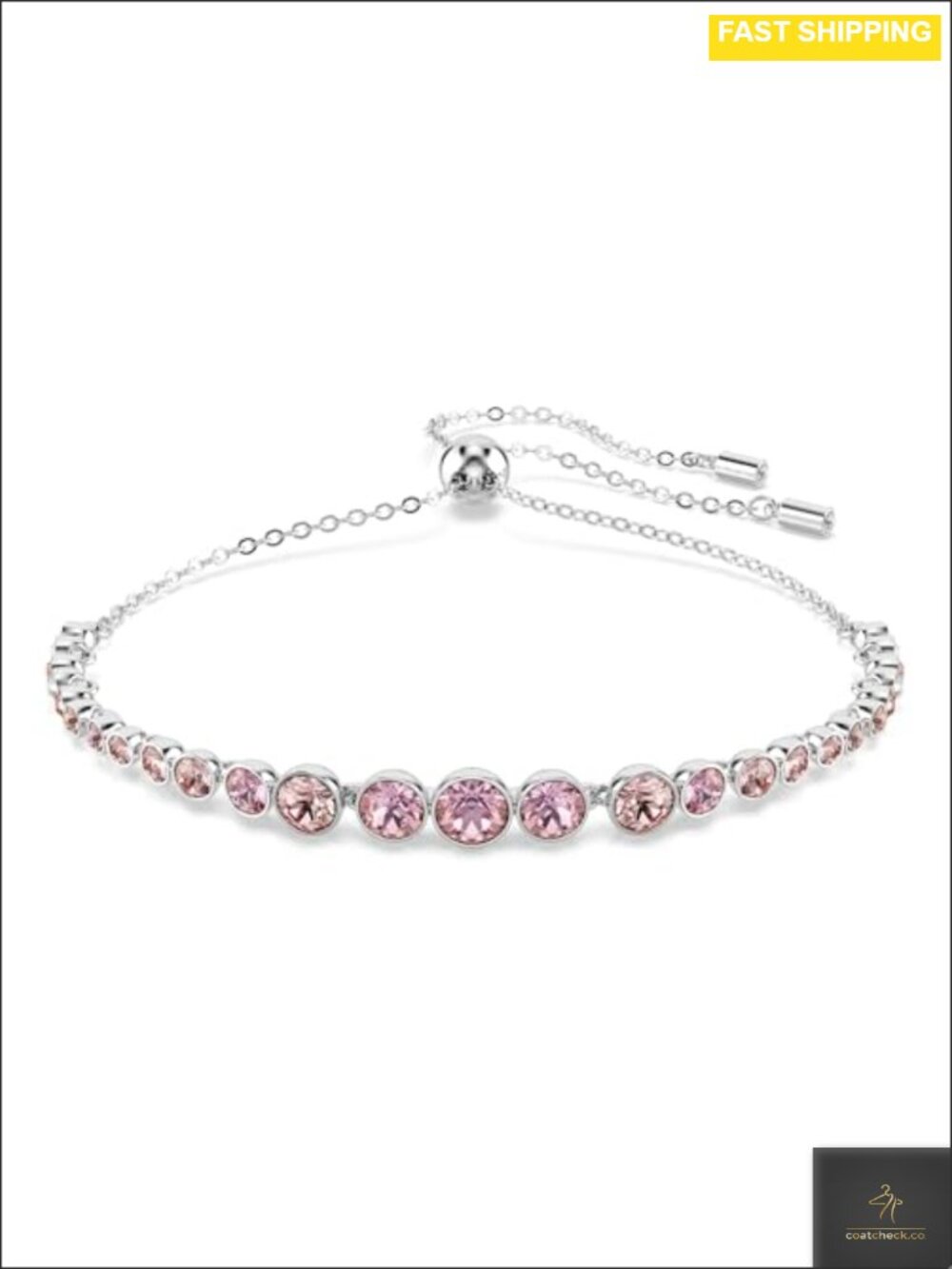 Swarovski Emily Crystal Tennis Bracelet Adjustable Bolo Rhodium Finish